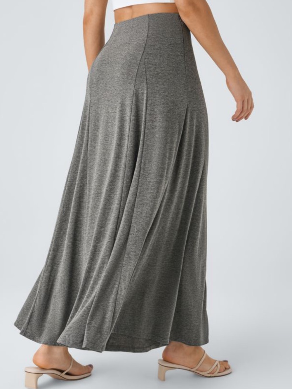 HALARA Gray Maxi Skirt - Flowing A-Line Skirt